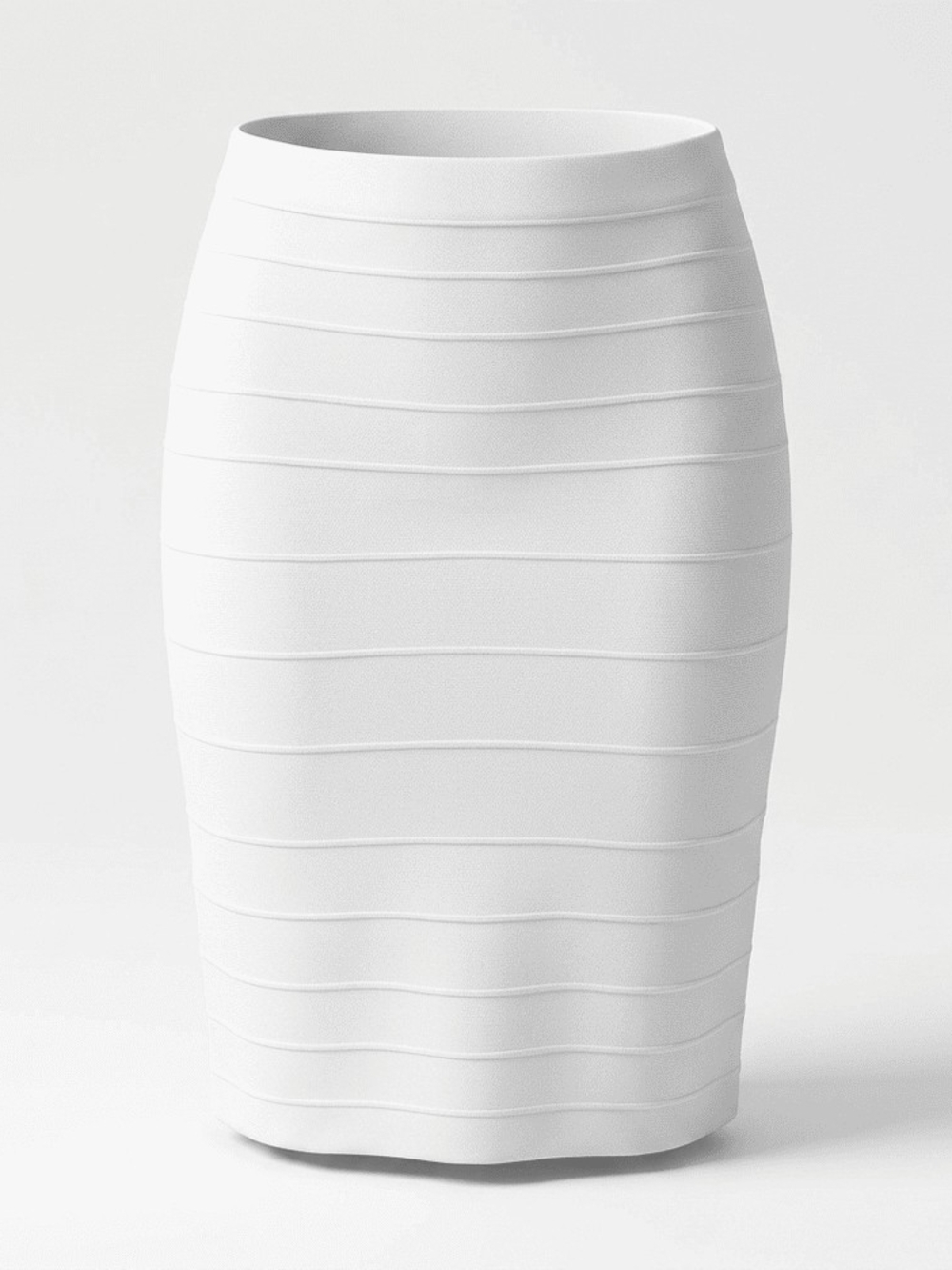 Olivia Blu White Textured Skirt Size Large Knee Length Minimalist Chic Stretch